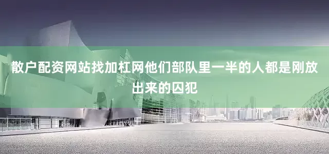 散户配资网站找加杠网他们部队里一半的人都是刚放出来的囚犯