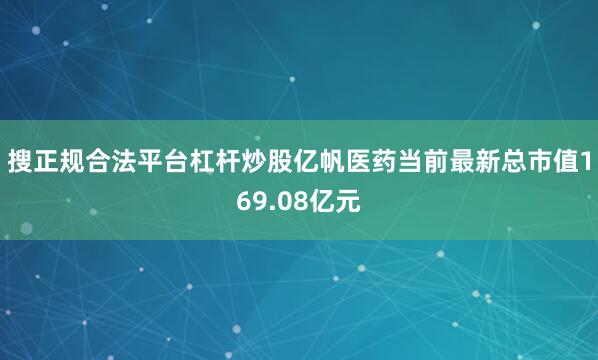 搜正规合法平台杠杆炒股亿帆医药当前最新总市值169.08亿元